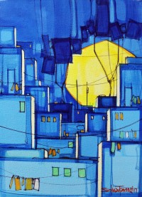 Salman Farooqi, 14 x 20 Inchc, Acrylic on Canvas, Cityscape Painting-AC-SF-092